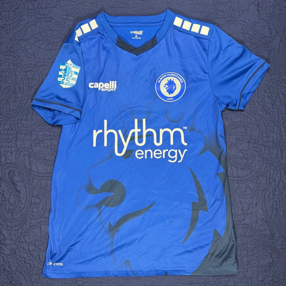 Capelli Sport Albion Hurricanes AHFC Soccer Jersey Blue Men M Rhythm Energy Read